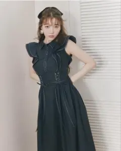 rienda レースアップフリルワンピース