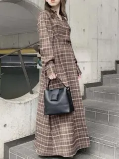 ダズリン　バイカラーシャツフレアワンピース