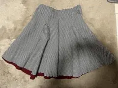 ジーナシス フレアミニスカート ボーダー ワインレッド