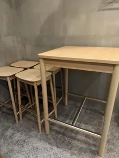 木製ダイニングテーブルとスツールセットのサムネイル