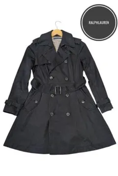 RALPHLAUREN　 トレンチコート ロング ベルト付 黒 牛革 Mサイズ