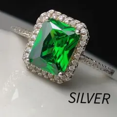 リング　エメラルドカラー　キュービックジルコニア　約16.5号