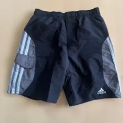 adidas 黒 水着ショートパンツ ストライプ