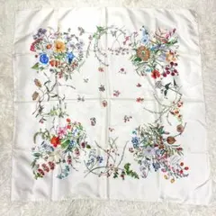 GUCCI グッチ ヴィンテージ シルク スカーフ フローラ 花 昆虫 蜻蛉 蝶