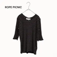 ROPE PICNIC 半袖リブニット　ボーダー　Vネック　Lのサムネイル