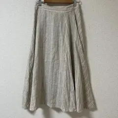 YECCA VECCA ストライプフレアスカート ミモレ丈 ゴム