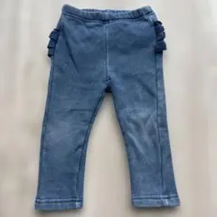 プティマイン　デニムブルー フリル付きパンツ 80cm
