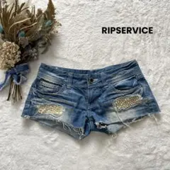 リップサービス パール付きデニムショートパンツ y2k グランジ 平成ギャル