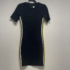 H&M　タイトワンピース 黒 サイドライン Y2K