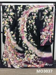 振袖 仮絵羽 滝泰 ふりおぼろ 銀通し 正絹 未仕立て品 八掛付き MOK887