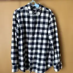 UNIQLO ネイビー ホワイト チェックネルシャツ M