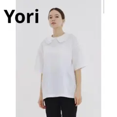 yori フロッキードットカラーTee ホワイト　ヨリ 新品 未使用 ヨリ フロッキードット丸襟Tee yori - メルカリ