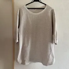UNIQLO ワッフル生地 ベージュ Tシャツ XL