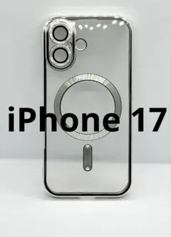 iPhone17 ケース シルバー クリア レンズ保護 マグセーフ 新品2348