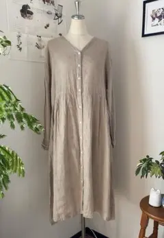 fleurireフルリール　リネンワンピース　刺繍入り