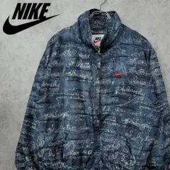 90s ナイキ NIKE 英語柄 ナイロンジャケット ネイビーブラック 古着