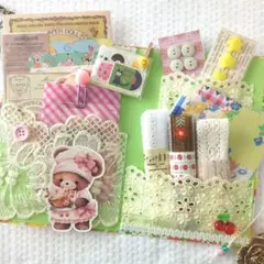 おすそ分けファイル　レトロ アニマル　ジャンクジャーナル素材　レース　コラージュ