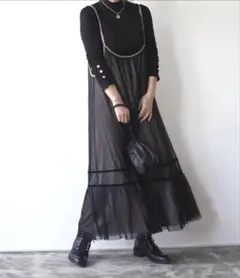 お値下げ！！ANIECA/チュールサテンレイヤードドレス