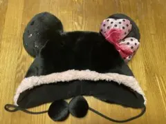 ディズニー　ミニー　ファンキャップ黒ピンクリボン即日発送‼️