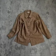 vintage ヘリンボーン　ユーロ調　ネップ　ブラウン　レトロ　シャツ