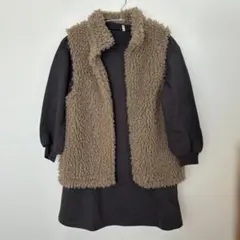 GU キッズ ボアベスト付き スウェットワンピース