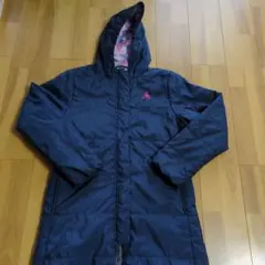 ルコックスポルティフのフード付きネイビー長袖コート（レディース）