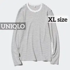 k0241 UNIQLO ソフトリブボーダークルーネックT オフホワイト