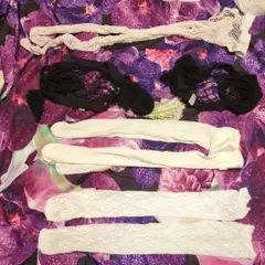 【中古品】網タイツ3点、レースソックス1点、ストッキングソックス1点セット