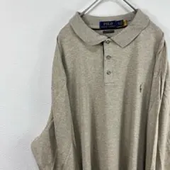 USA古着 Ralph Lauren ラルフローレン 長袖 ポロシャツ ベージュ