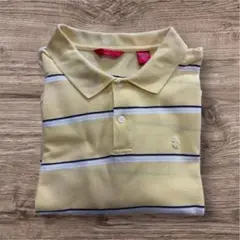 90s 美品　IZOD ポロシャツ イエロー ストライプ メンズ カジュアル
