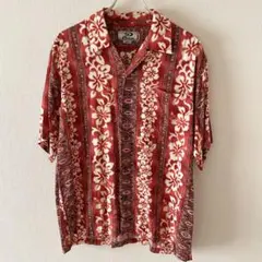 PIKO レーヨン アロハシャツ 開襟 ハイビスカス Lのサムネイル