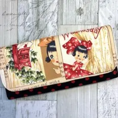 レトロガール やりくり財布　長財布　ダブルファスナー　通帳ケース