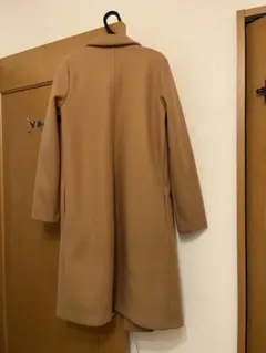 キャメル ノーカラー ロングコート Mサイズ