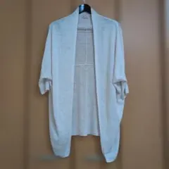 Mao made ホワイト 半袖カーディガン 麻100%のサムネイル