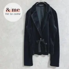 コムサイズム　テーラードジャケット　ベロア　リボン　ブラック　レディース　M