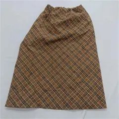 & ローラアシュレイ チェック柄 ロングスカート 38 ブラウン