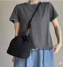 pu's'elect キルティング 巾着 ショルダーバッグ ブラックのサムネイル