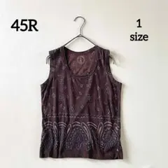 5690【美品】45R　タンクトップ ノースリーブ ペイズリー柄　カットソーのサムネイル