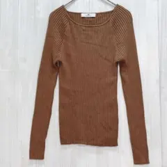 サニーレーベル　シルク混リブニット　茶　F　【Sonny Label】