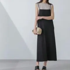 nano universe 楊柳キャミソールワンピース ブラック