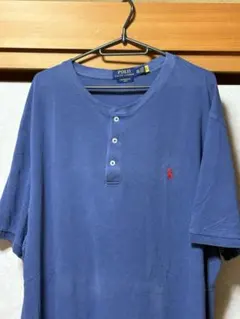 ポロラルフローレン　くすみブルー　 ボタン付きTシャツ　XXLサイズ