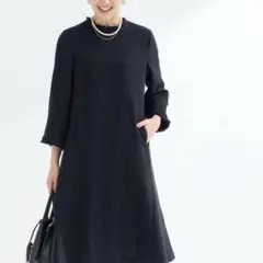 green label relaxing ツイード フリンジ ワンピース