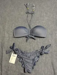 ダークブルー フリル ビキニ セパレート水着