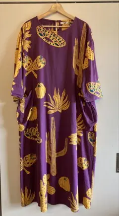 チャイハネ★yul メキシカンプリント 柄ワンピース 七分袖