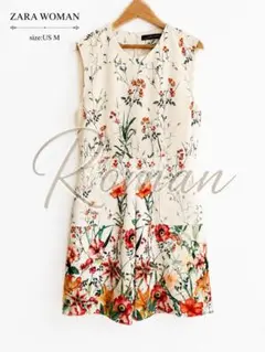 最終価格ZARA WOMAN 花柄 ノースリーブワンピース M
