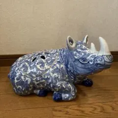② 景徳鎮 中国美術品 陶器製 象 オブジェ 飾り スツール 花台 骨董品