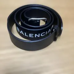 バレンシアガ　ロゴ刻印入りシルバー金具レザーベルト ブラック 674890 BALENCIAGA (バレンシアガ) ロゴ刻印入りシルバー金具レザーベルト