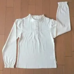 【美品】組曲 TM 白 フリル長袖シャツ 綿100% T140〜150