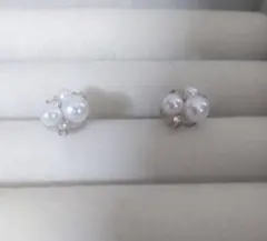 パール調 ビジュー スタッドピアス 両耳用