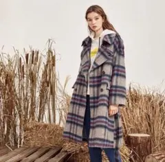 金額交渉、承ります！！ハウスチェックシャギーコート　チェスターコート　ダブル